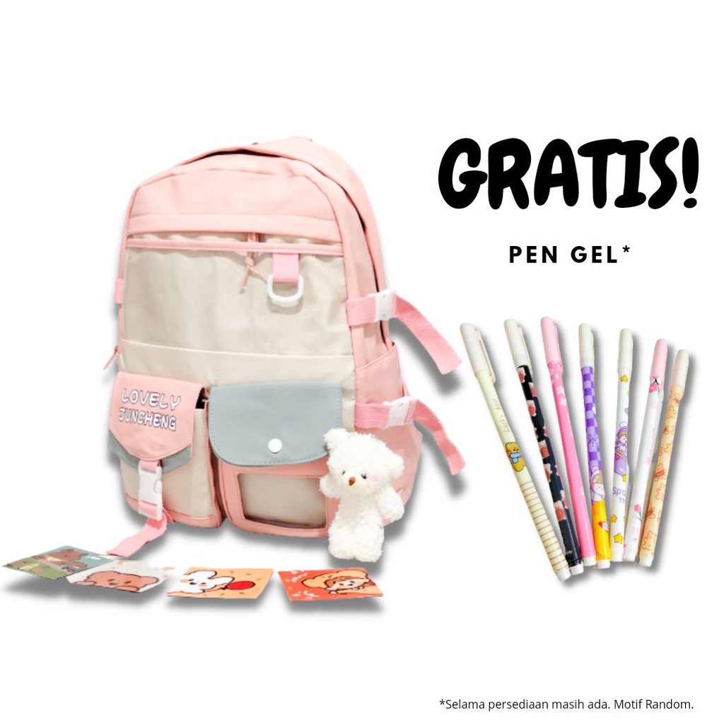 Gratis Pen &amp; Gantungan Beruang! Ransel Import Anak Remaja Sekolah SD SMP SMA Kuliah Tas Punggung Import 305