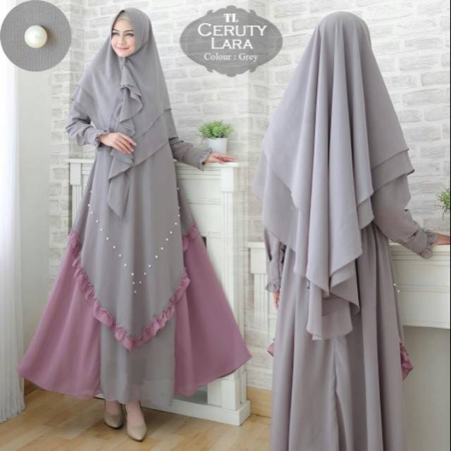 TL Syar'i Ceruty Lara// gamis pesta// gamis syari