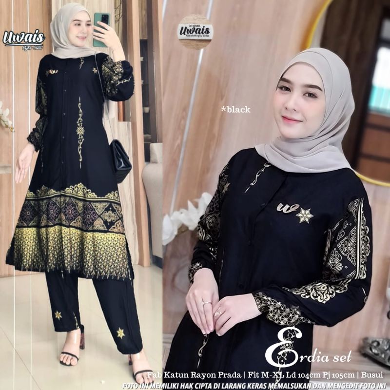 Erdia Set TUNIK baju Wanita Original Uwais