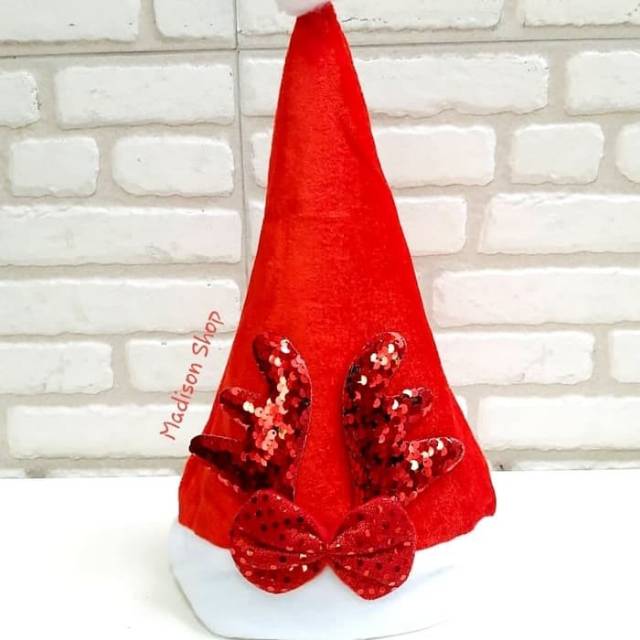 Topi Natal Tanduk Rusa Reversible Sequin Murah Bando Pita Natal Murah