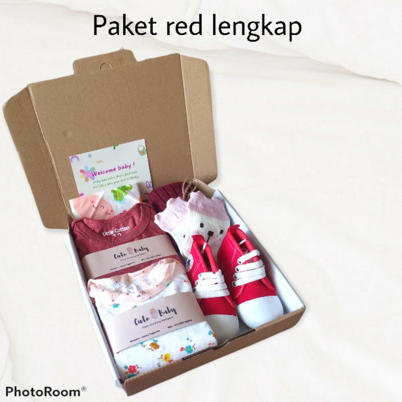 Termurah Paket Hampers Bayi / Hampers Baby / Parcel Baby / kado lahiran by cute baby-Paket red lengkap