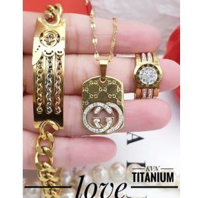 Titanium set perhiasan gold wanita LL7039