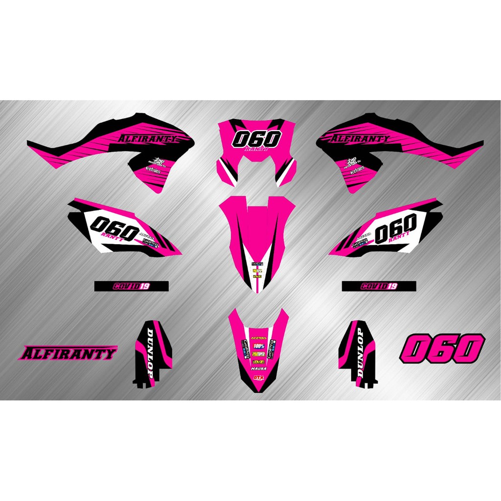 DTX DECAL BERKUALITAS TERBAIK STIKER STRIPING MOTOR KLX BF G L 150 CUTE PINK TRALALA