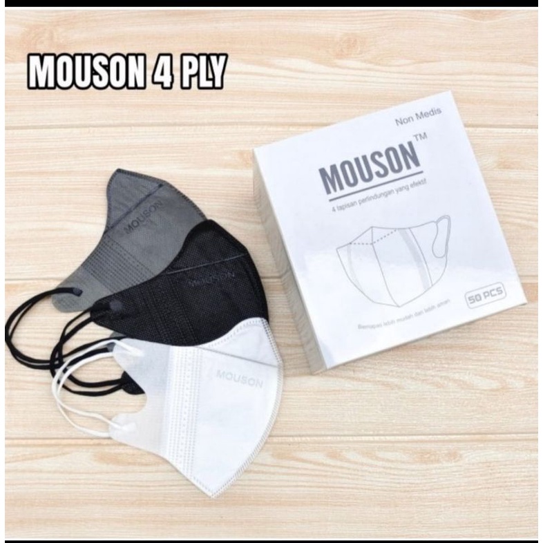 MASKER DUCKBILL 4PLY MOUSON EMBOSS MIX 3 WARNA ISI  50 LEMBAR