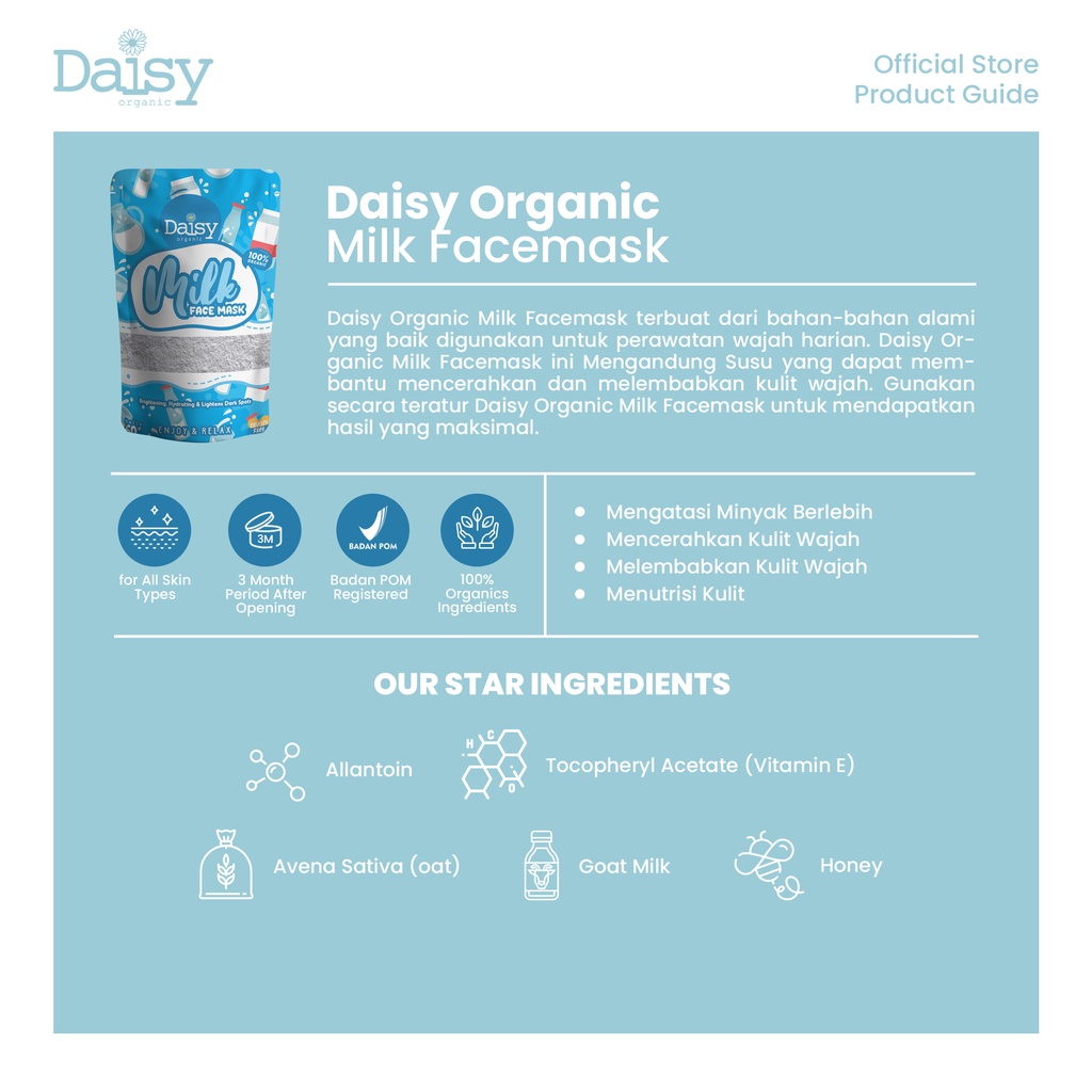Daisy Organic Milk Facemask Masker Face Mask BPOM Original