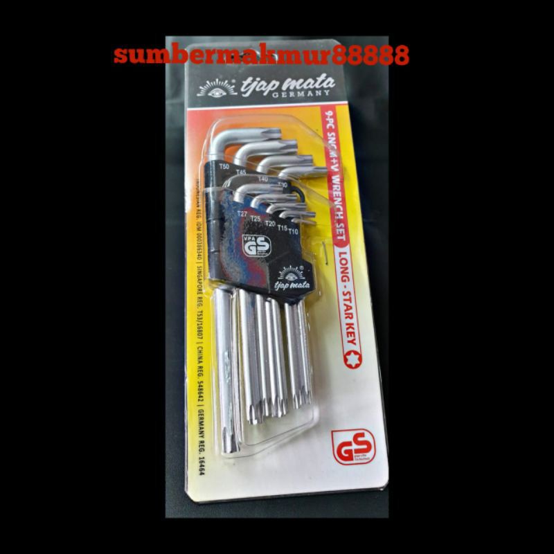 Kunci l bintang set tjap mata 9pcs