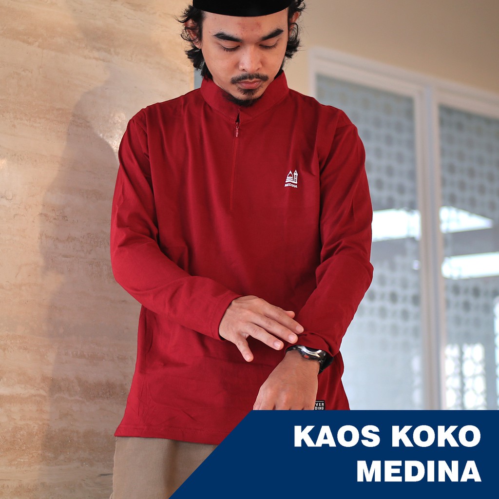 Kaos Koko Medina Marun Lengan Panjang | Kaos Lebaran Muslim Pria Original