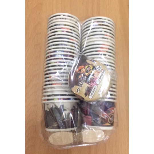paper cup ice cream 50ml lengkap cup+tutup+sendok 50pcs