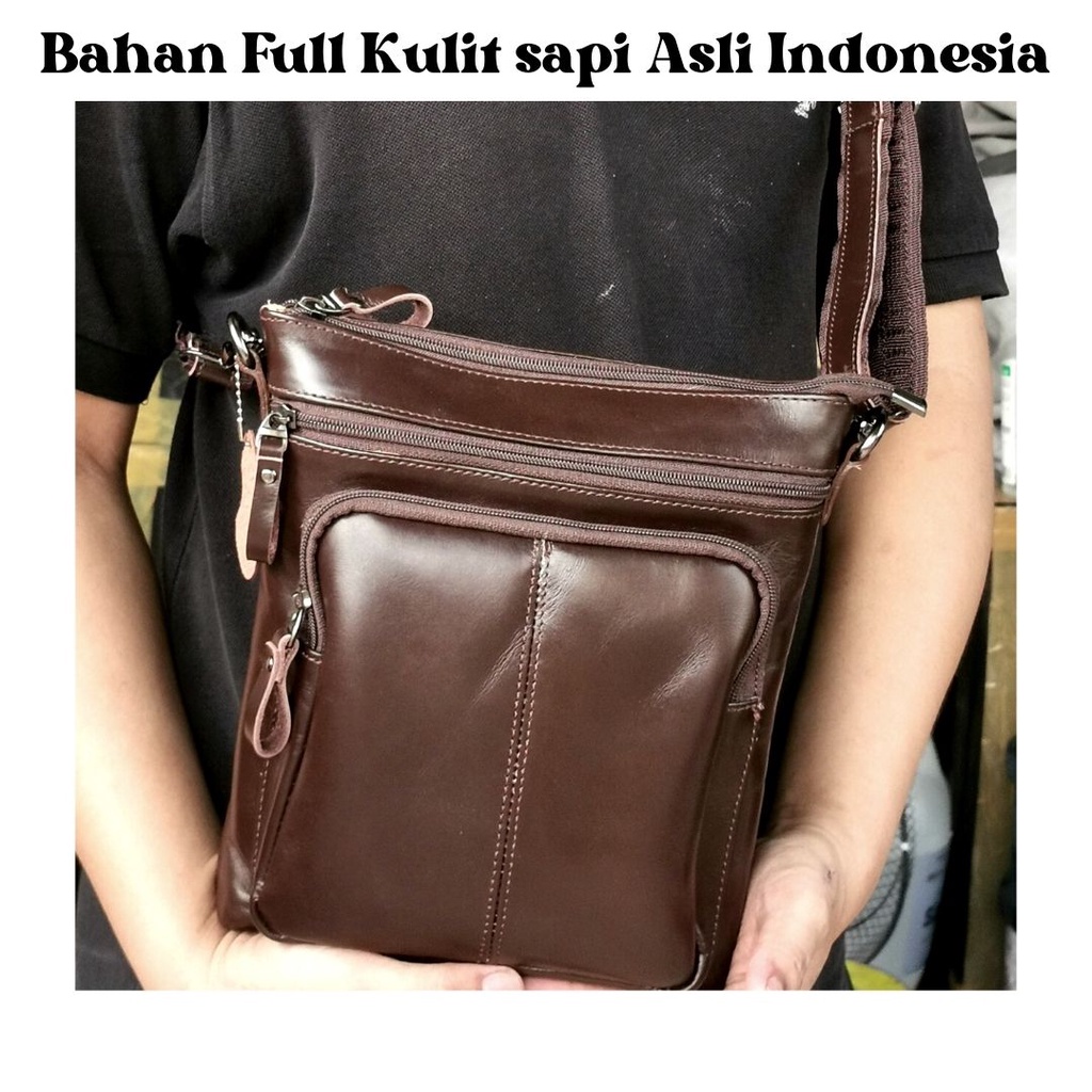 Tas kulit pria asli selempang untuk kantor atau kerja