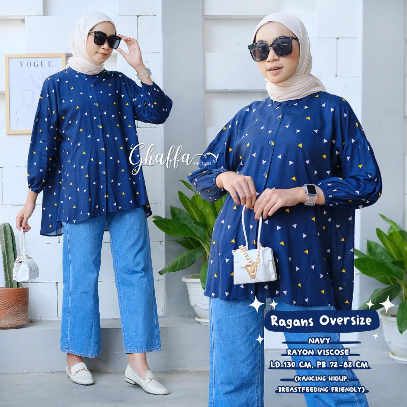 Ragans oversize blouse motif bintik segitiga cakep by ghaffa the label