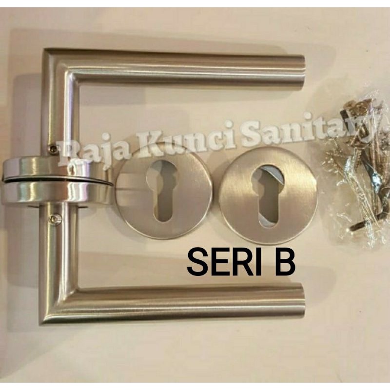 Paket Lengkap Handle Roses Stainless+Bodi Kunci Stainless SUS 304+Cylinder/Gagang Pintu/Tarikan