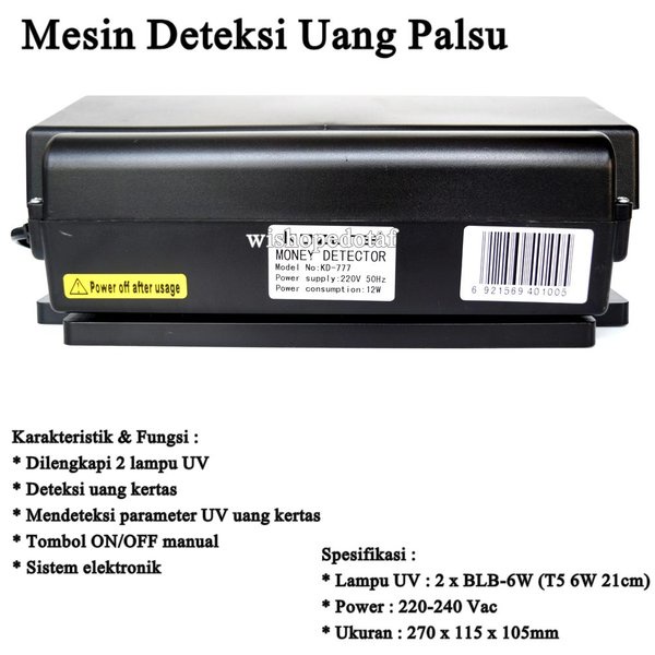 

Dijual Money scanner Sinar UV Murah