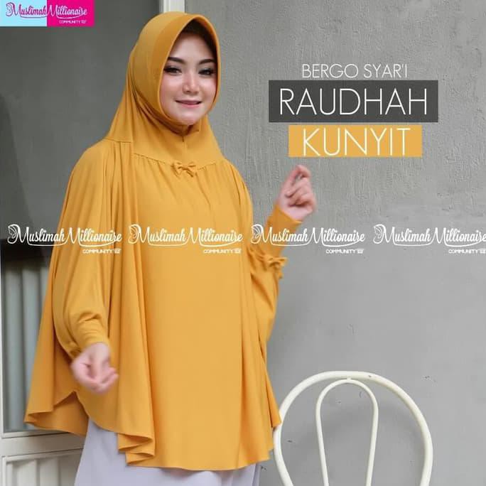 Hot Produk Bergo Hijab Jilbab Kerudung Lengan Panjang Syar'I Jersey Adem Raudhah Berkualitas