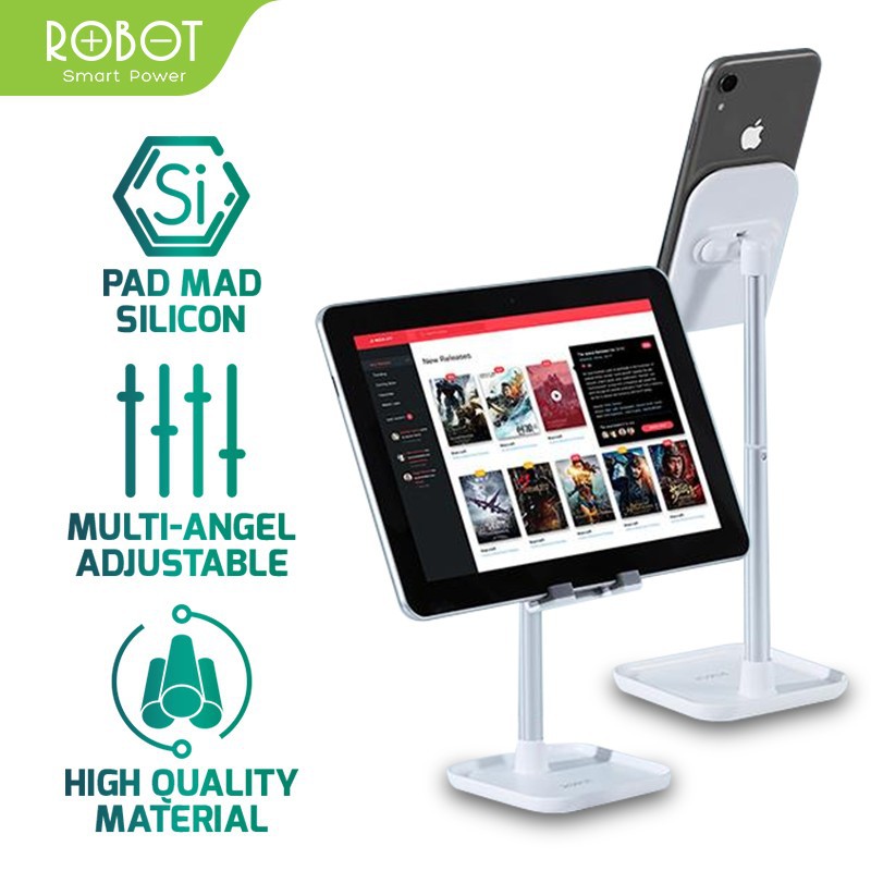 ROBOT RT-US04 Aluminium Alloy Stand Holder for Smartphone / Tablet - RT-US04 - Putih/Hitam/Pink