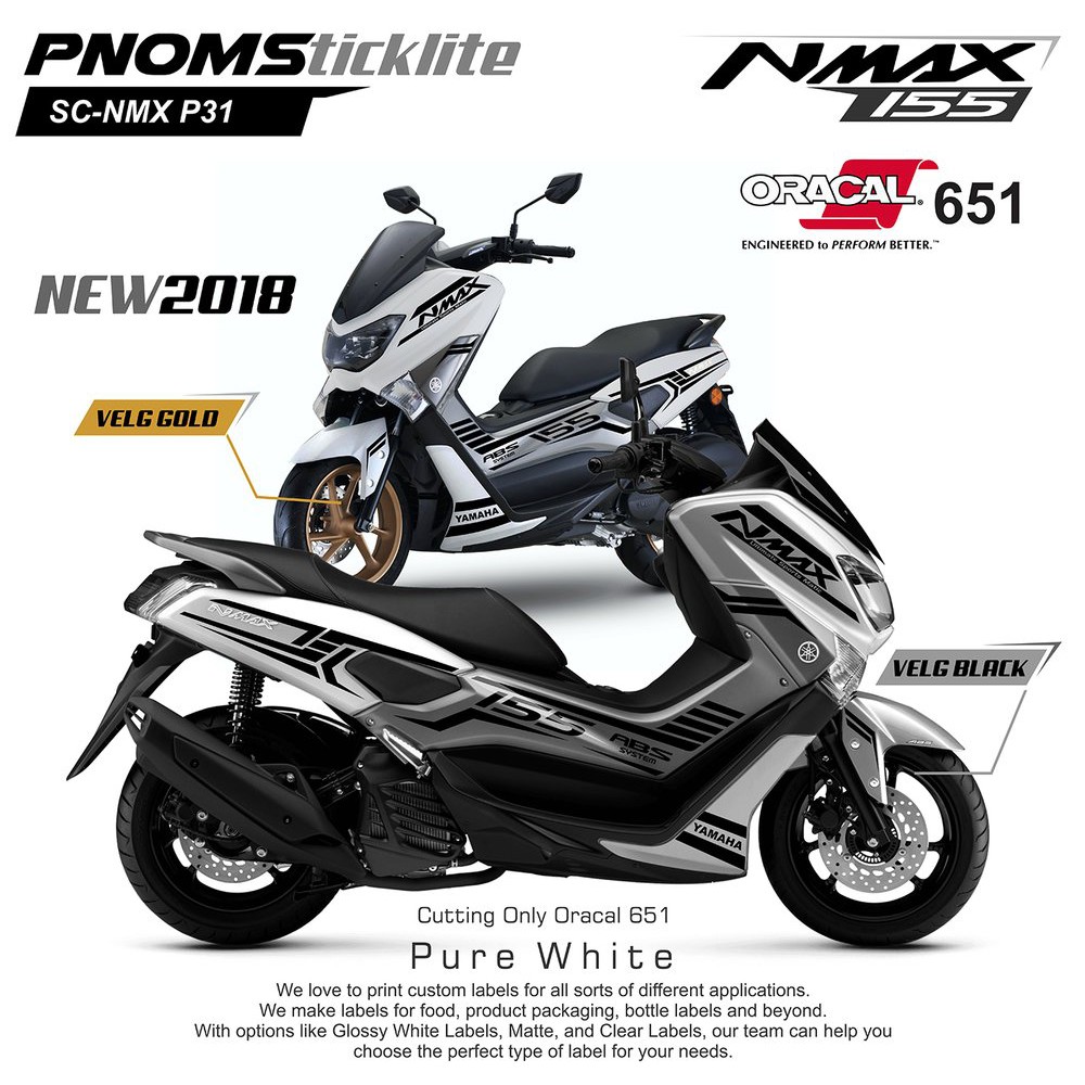 Striping Cutting Sticker Nmax Putih Sticker Body Nmax Hitam