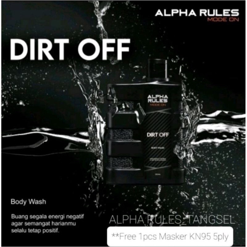 sabun mandi premium ALPHARULES Alpha Rules Dirt Off - Body Wash 250 ml cair pria cowok