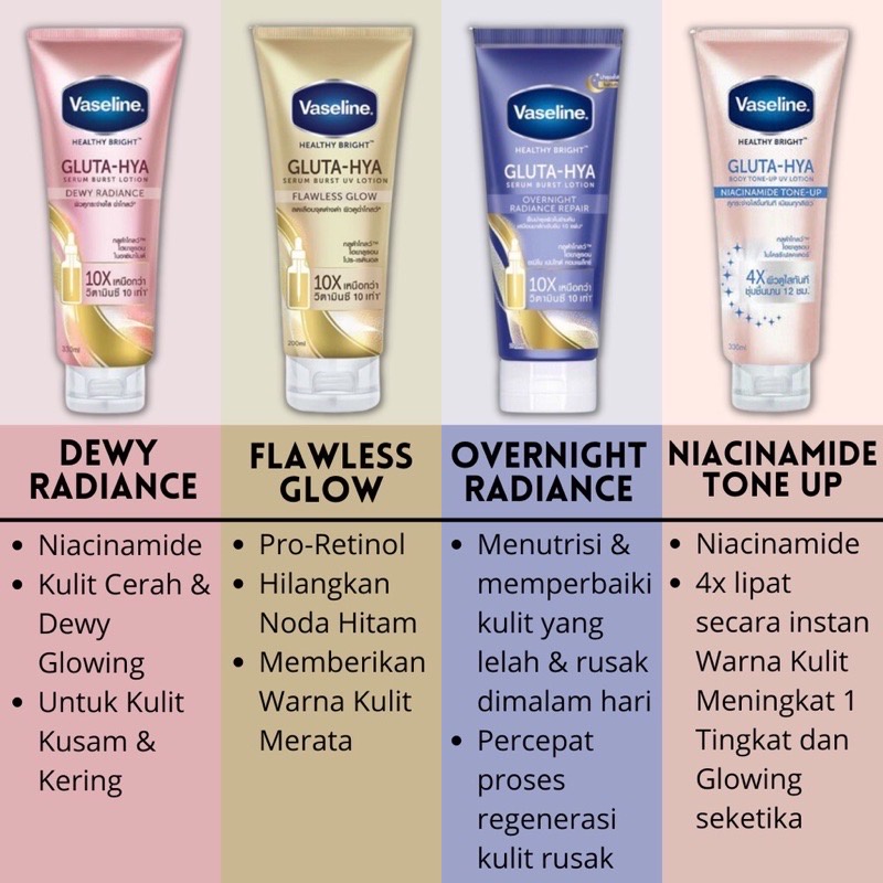 300ml VASELINE GLUTA HYA ORI THAILAND OVERNIGHT RADIANCE