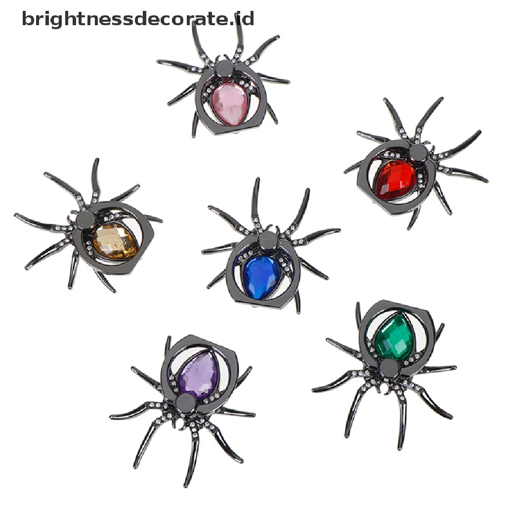 (Birth) Ring Holder Hp Bentuk Laba-Laba Bahan Metal Bisa Berputar 360 °