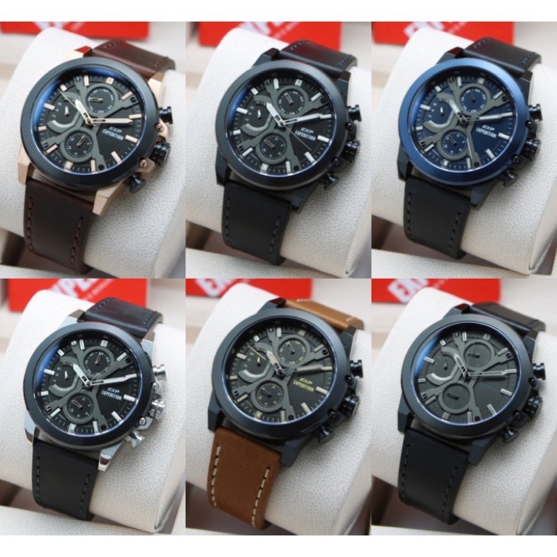 JAM TANGAN PRIA EXPEDITION 6829 / E 6829 / E6829 LEATHER ORIGINAL