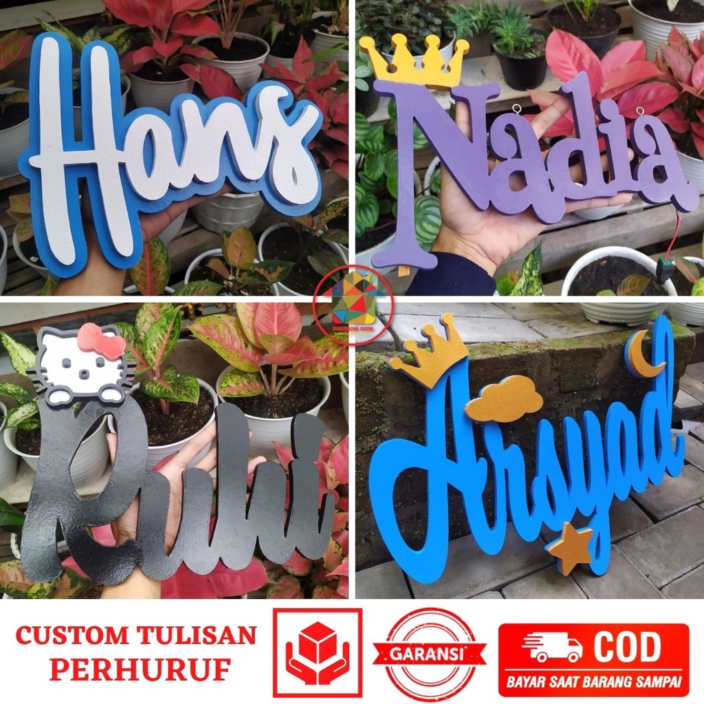 Huruf kayu timbul custom / Hiasan Dinding / Dekorasi / 3D / Huruf kayu / Logo Timbul / Costum gratis