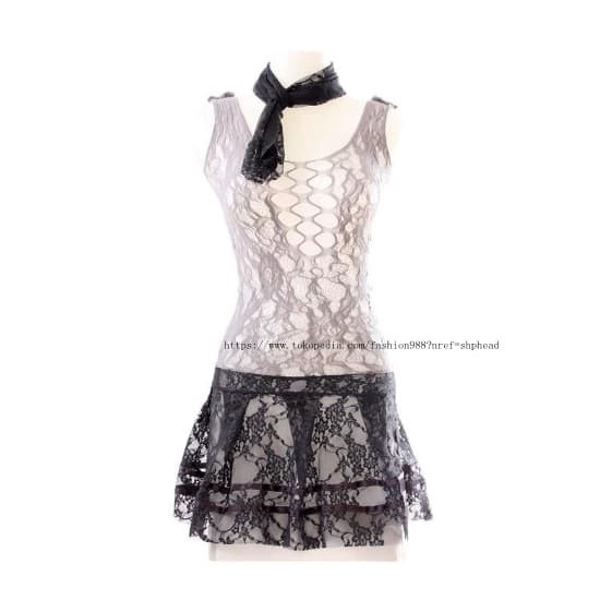 BAHAN BERKUALITAS TINGGI SEXY BAJU TIDUR BIKINI LINGERIE WANITA SET ROK MINI+DASI PIYAMA A192 HOT