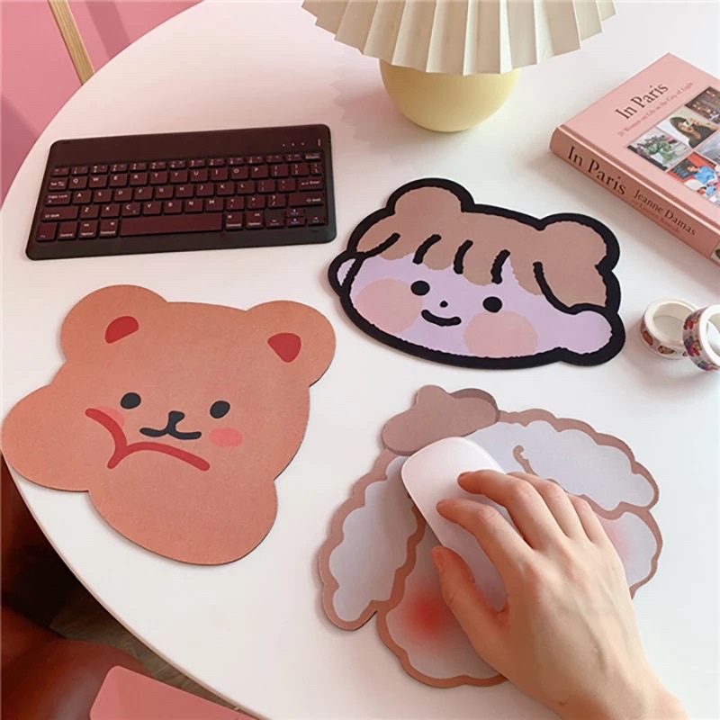 Korean Bear Mouse Pad / Alas Mouse / Mouse Pad Lucu Alas Mouse Karakter Kartun Anti Slip Estetik Aesthetic