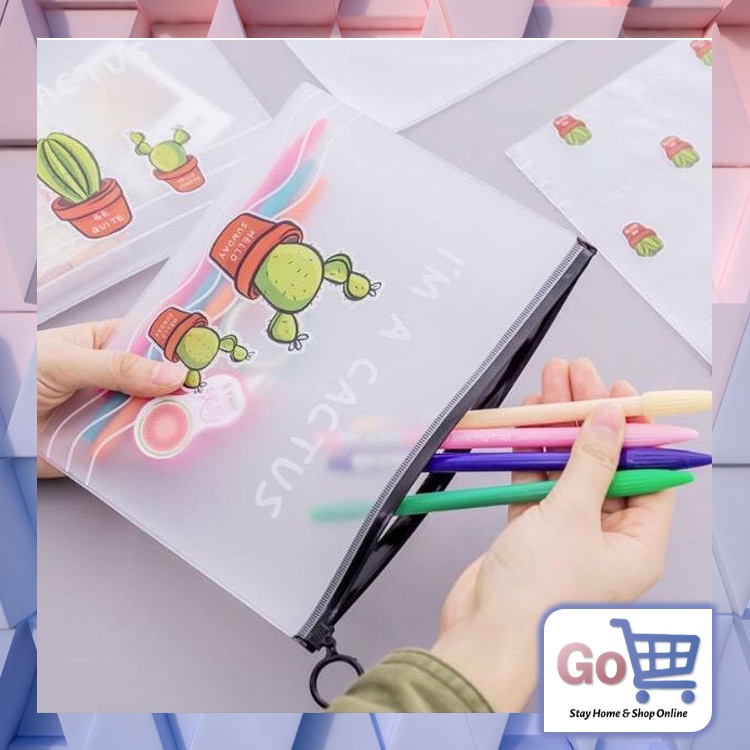 

Go - S645 Tempat Pensil Zip Cactus / Organizer Bag / Tempat Alat Tulis / Stationary