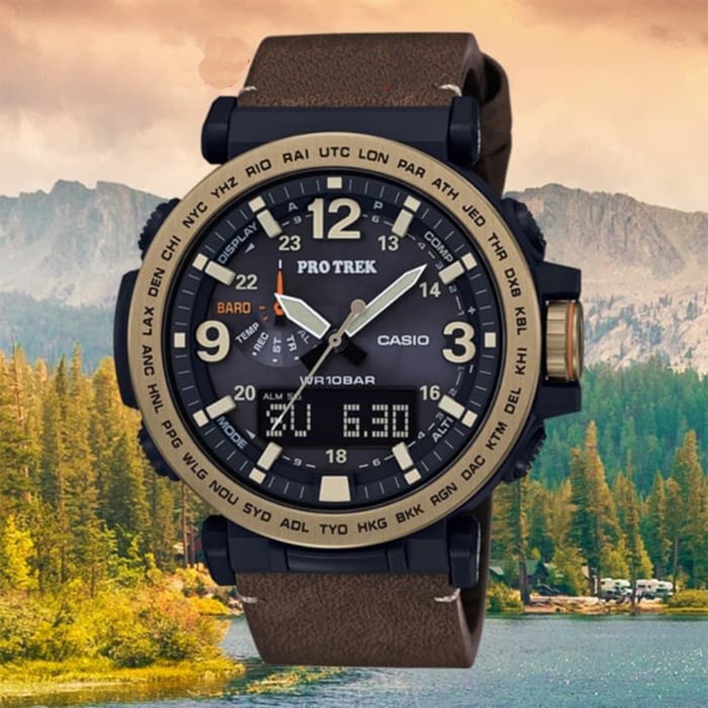 Jam Tangan Pria Casio Protrek PRG-600 Leather Brown Original BM