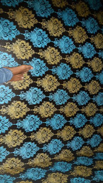 Murah!! Wallpaper Sticker 45cm X 10meter Blue Gold Black Walpaper Dinding Batik Biru Emas / Bluegold