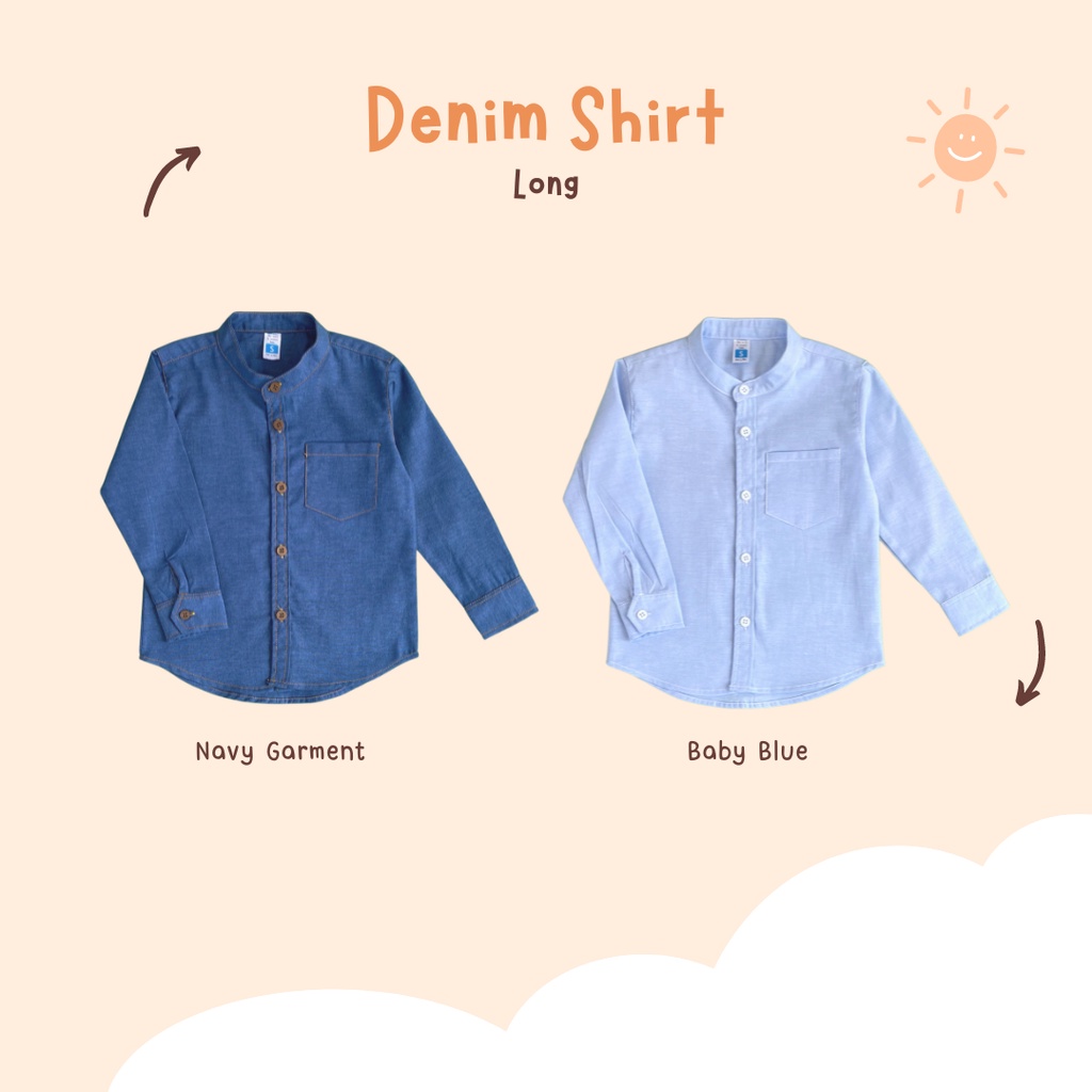 Kemeja denim anak laki laki lengan panjang usia 1-12 tahun yobebee kemeja anak polos kemeja koko anak kemeja chiangi anak kemeja anak denim panjang