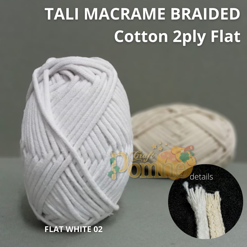 Tali Macrame Braided Katun 2 Ply Flat 5mm 200gr