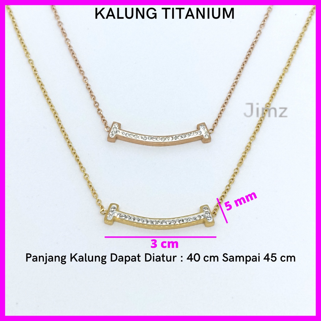 Kalung Bahan Titanium Steel Motif Smile Warna Rose Gold Untuk Wanita