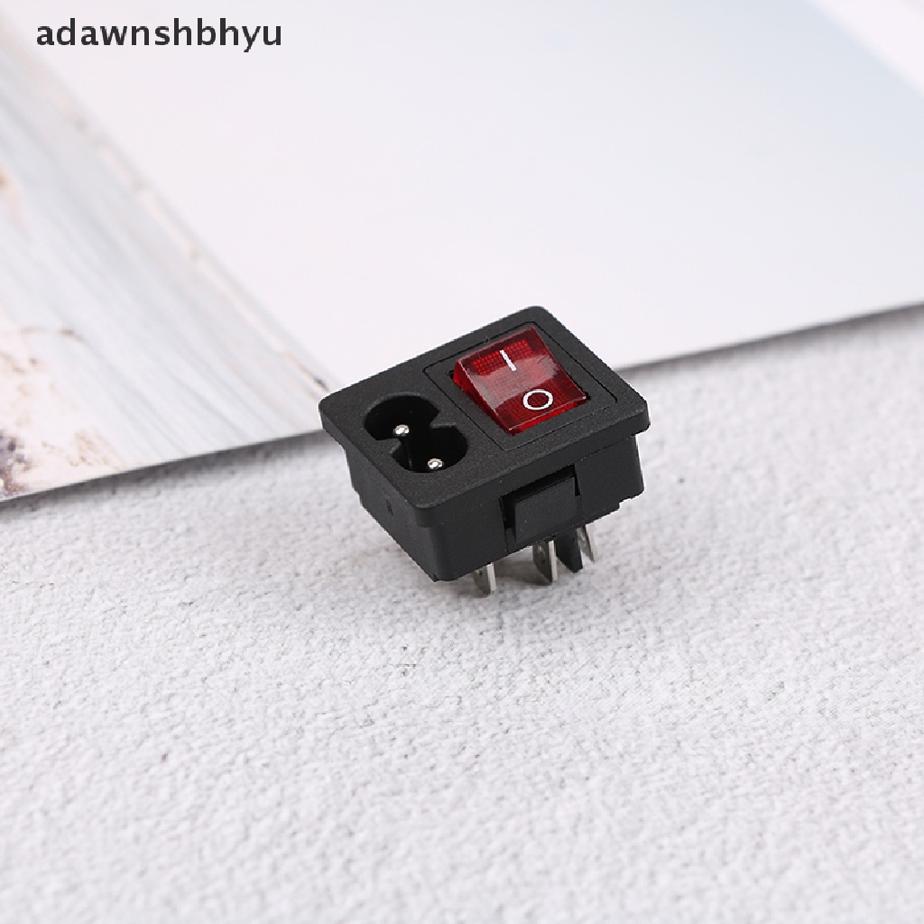 Adawnshbhyu Kabel Listrik inlet socket Wadah Dengan ON-OFF Lampu Merah rocker switch 250V 10A