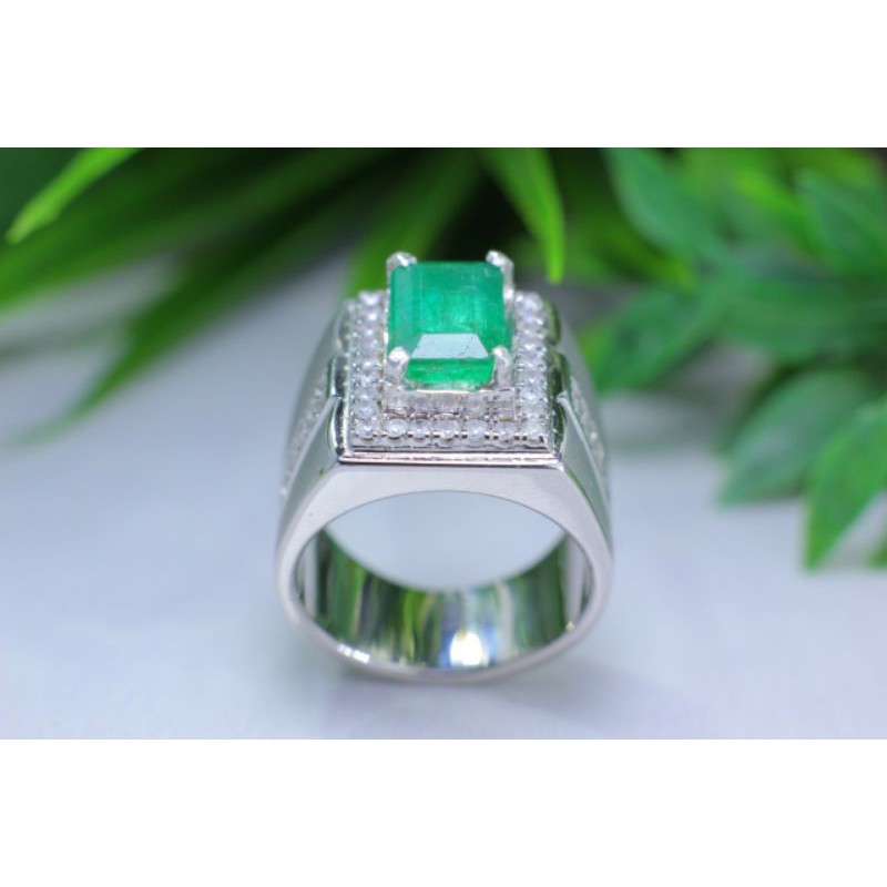 cincin perak zamrud tabur berlian eropa