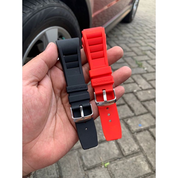 Strap Tali jam tangan Richardmille hitam merah ready