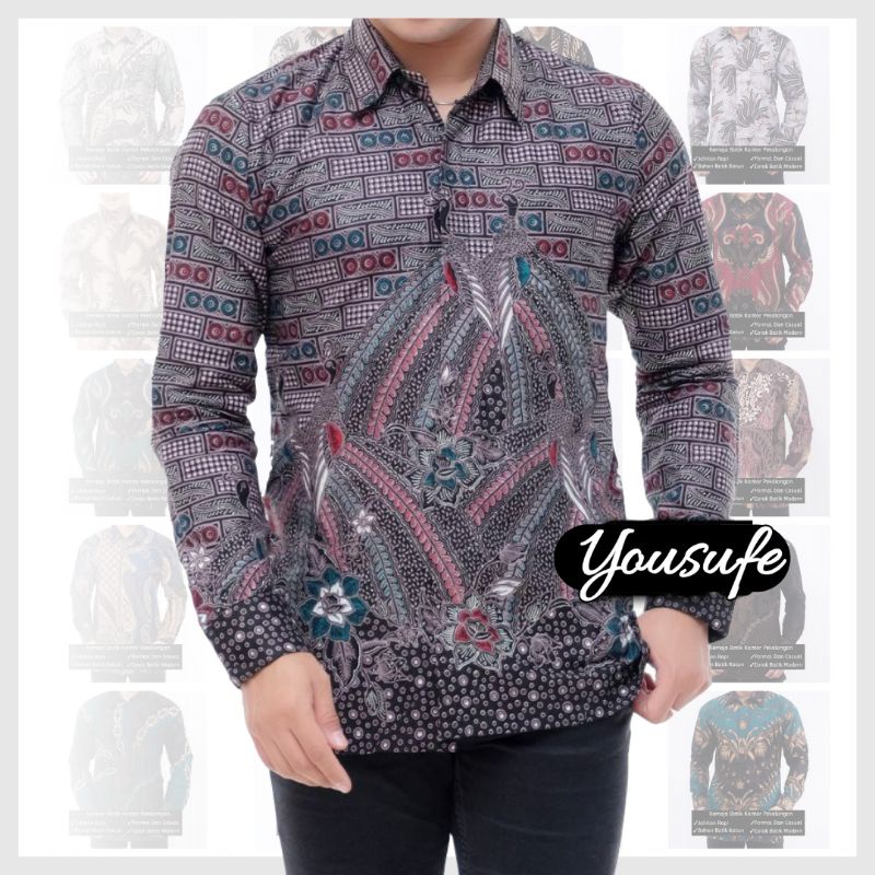 Batik Pria Lengan Panjang New Motif KodeA12 Seragam Kantor Terbaru Shopee COD