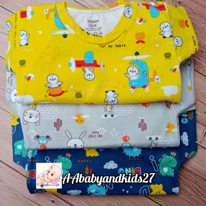 3Pc Kaos Oblong Bayi Full Print Vinata MOTIF RANDOM-Oblong Bayi Vinata Full Print Warna