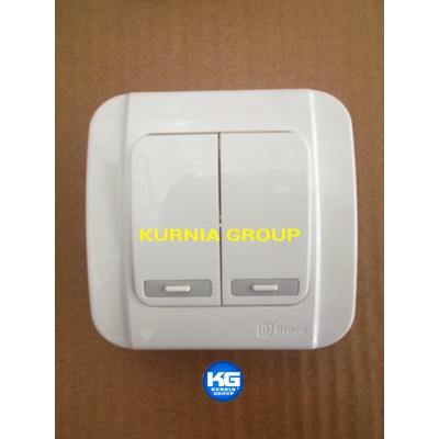 SAKLAR SERI IB BROCO GALEO SNOW WHITE TANAM TEMBOK SNI BERKUALITAS TINGGI DOUBLE SWITCH 2 GANG BROKO
