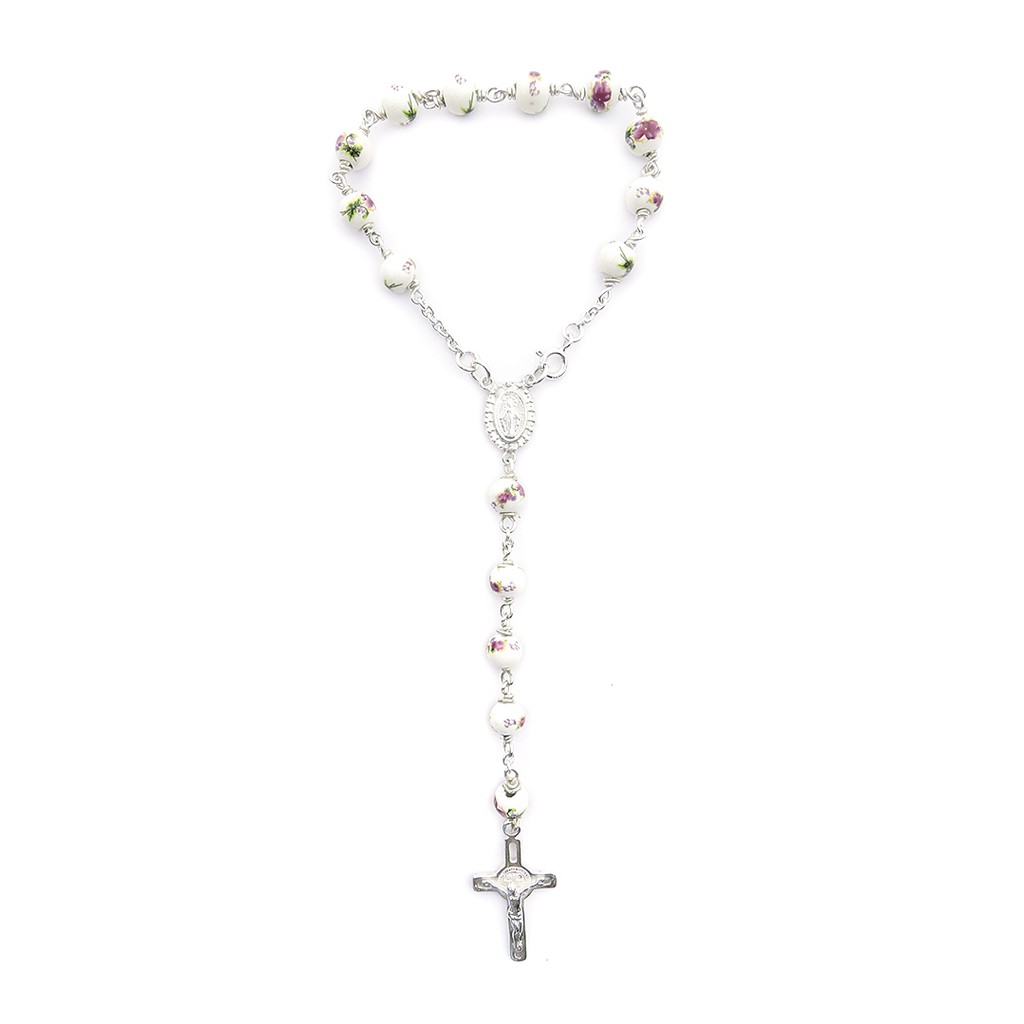 Gelang Rosario Perak Keramik Merah / Gelang Religi Keramik Merah