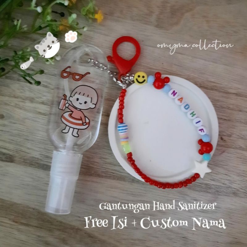 Botol refill Gantungan Premium Hand Sanitizer Free sticker isi gantungan Free custom nama