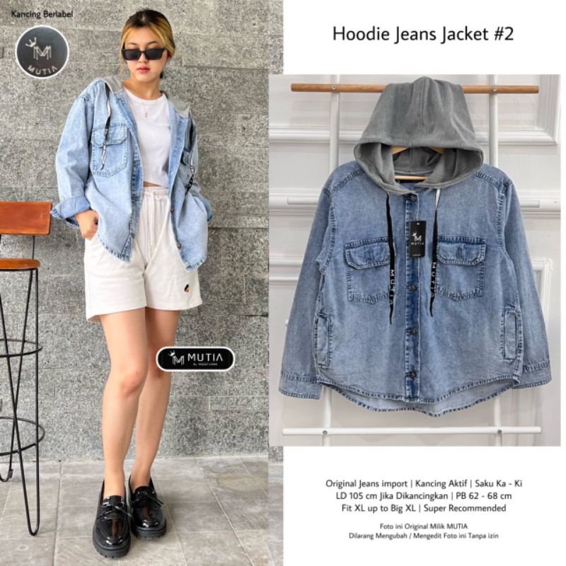 HOODIE JEANS JACKET #2 BY MUTIA / JAKET JEANS WANITA MUSLIMAH / Hoodie jaket wanita