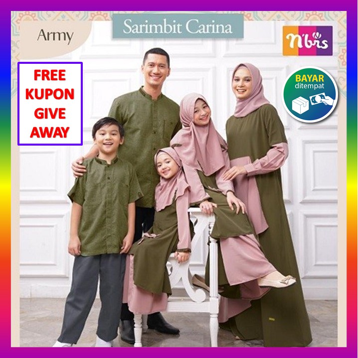Nibras Couple Sarimbit Terbaru 2021 Baju Keluarga Muslim Koko Gamis Lebaran Promo Carina Army Ori