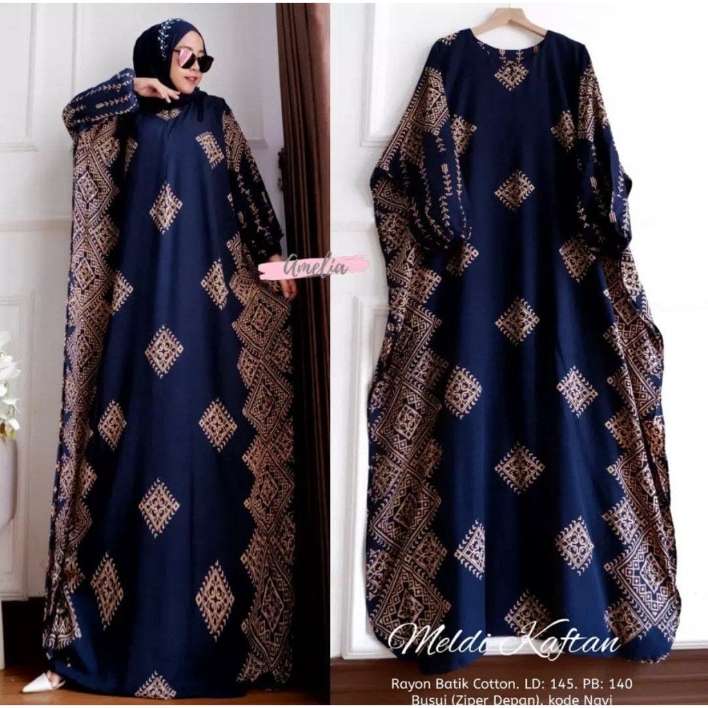 Meldi Home Kaftan - Kaftan Wanita Jumbo Rayon Tie Dye Premium Gamis Dress Kekinian Bigsize LD 180 cm