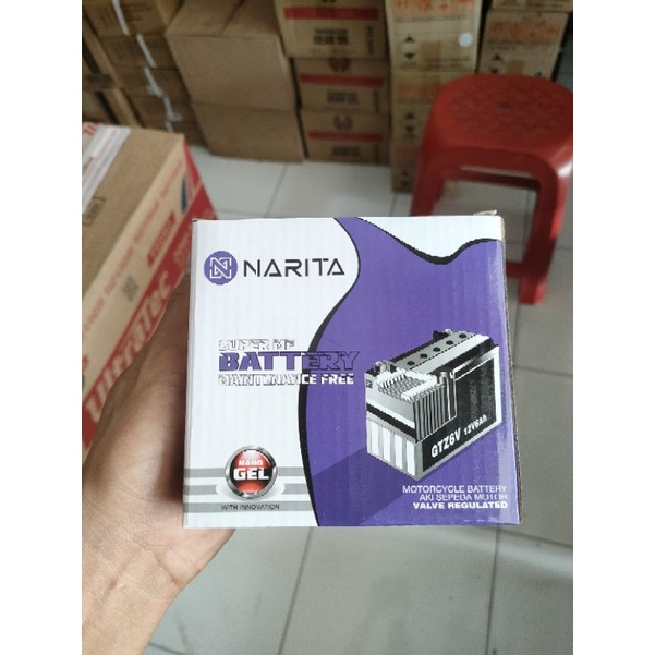 Aki/accu narita/Dryplus Gtz6/7 6Ah (full kering) motor vario125, vario 150, Pcx, Satria Fu.