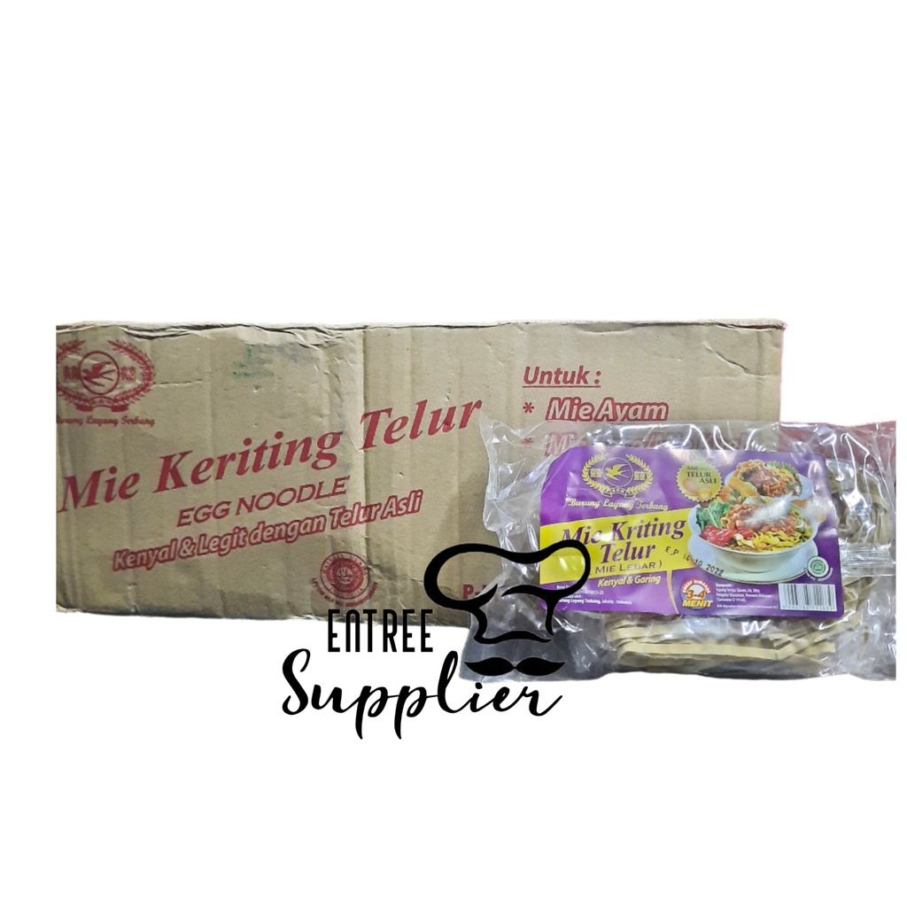 

MIE KRITING TELUR (MIE LEBAR) CAP BURUNG LAYANG TERBANG 130gr*20 BUNGKUS PER 1 DUS