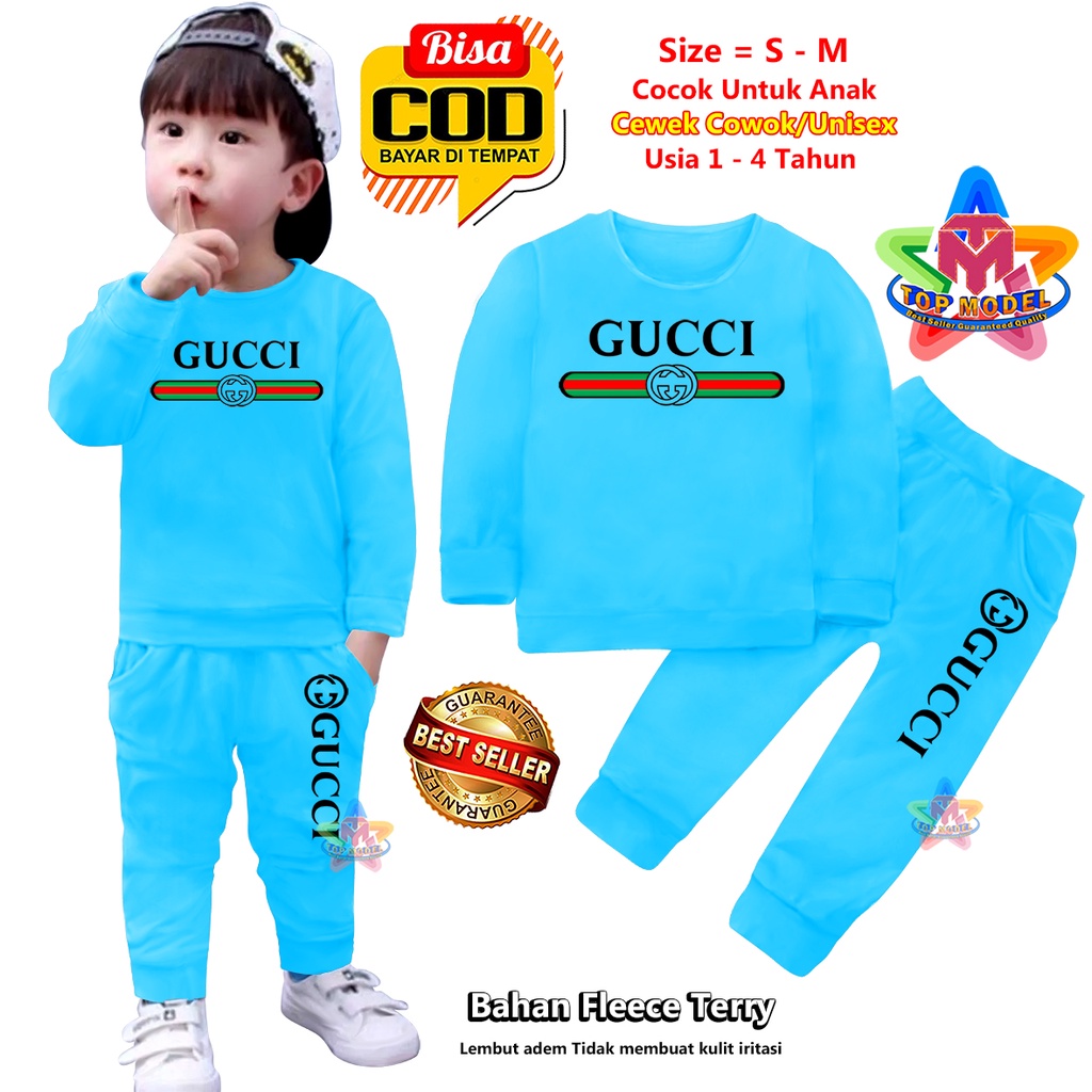 Setelan Baju Anak UNISEX 1-4 Tahun Cewek Cowok,TM00010 B terbaru dan termurah Bahan Fleece Terry