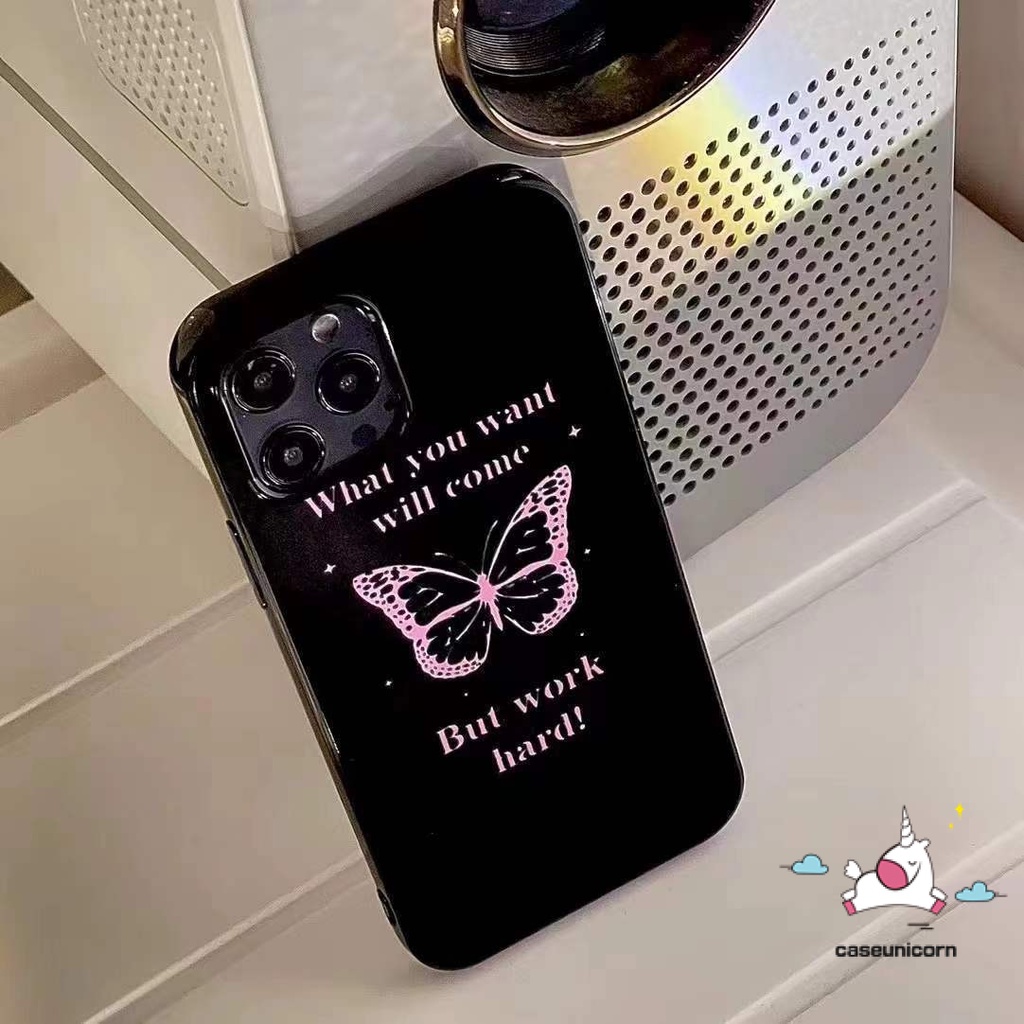 Soft Case Tpu Motif Kupu-Kupu Pink Untuk IPhone 13 11 12 Pro Max 7Plus 8Plus XR 7 8 X XS Max SE 2020