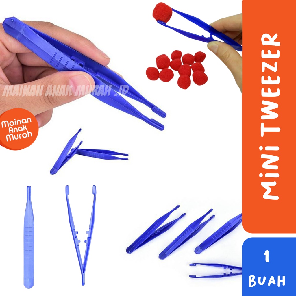 Mini Tweezer Pinset Plastik Penjepit Mini Untuk Bermain Sorting Pom Pom Pompom
