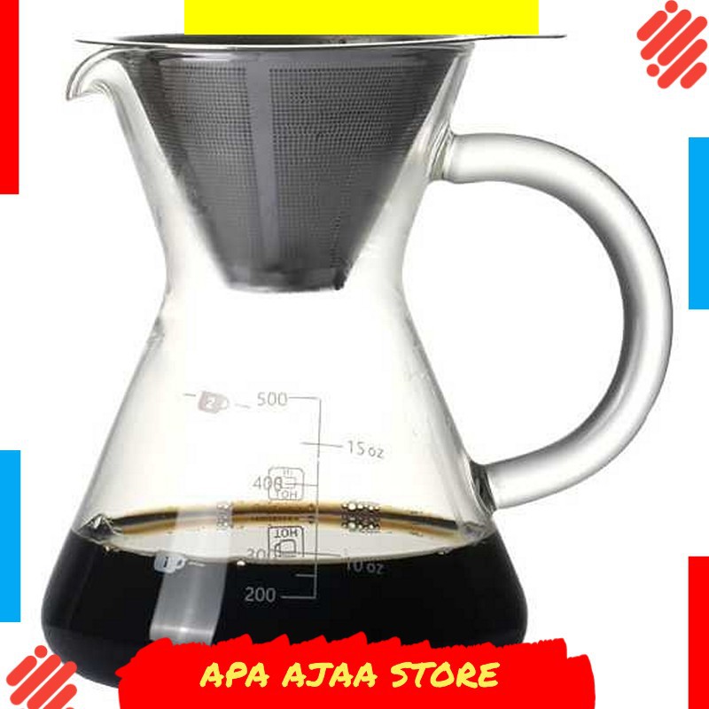 Termurah ! OHFIN Coffee Maker Pot V60 Teko Kopi Barista 600ml + Filter - YD-KT001