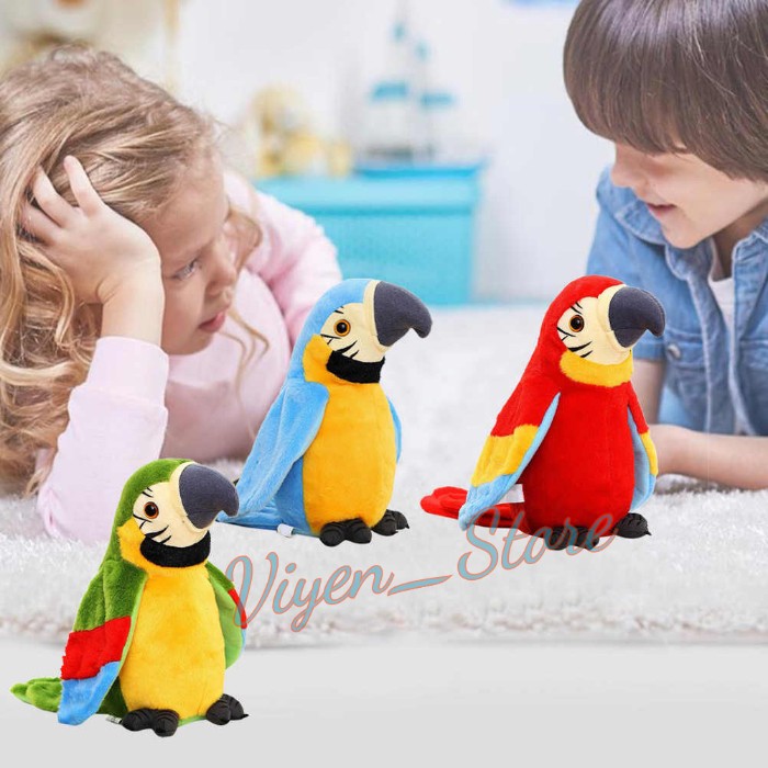 Mainan Anak Burung Beo Bisa Bicara/Boneka Burung Beo Perekam Peniru Suara/Boneka Talking Bird